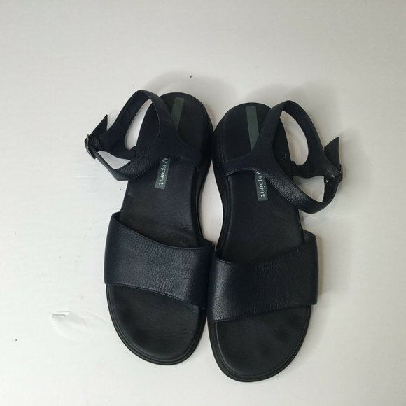 EasySpirit Womens Black Leather Ankle Strap Sandal - Picture 1 of 4